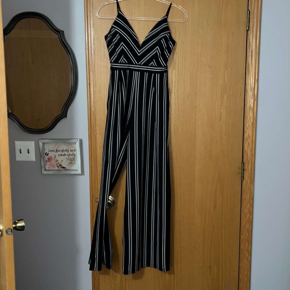 Black and White striped Jumpsuit